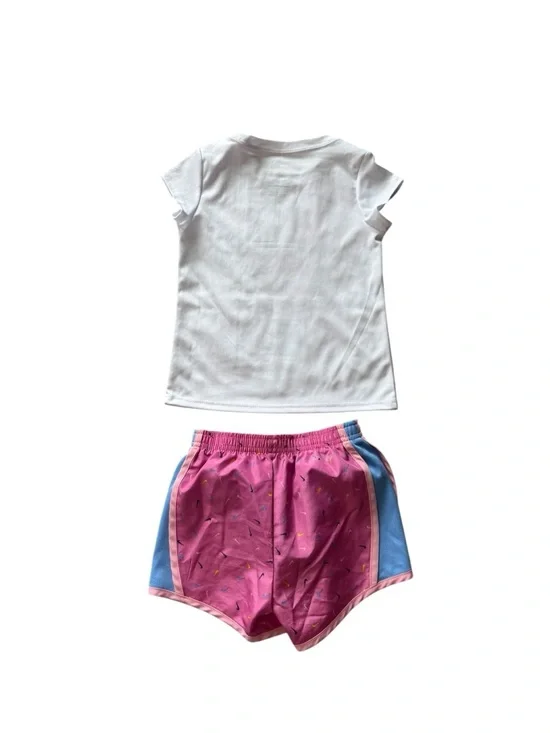 Nike Girls White & Pink "Just Do It!" Short Set - Picture 4 of 9